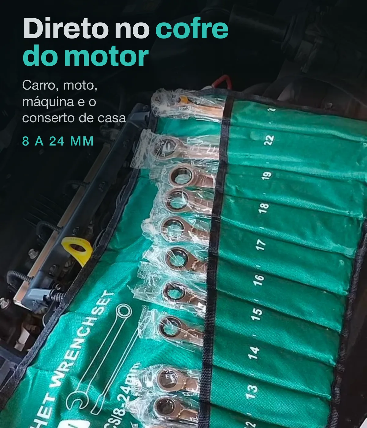 Chave Catraca 14 Peças — etapas e embalagem